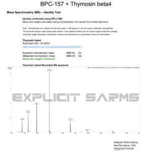 High purity Thymosin Beta-4 peptide from MZ Biolabs, verified by mass spectrometry for reliable performance in research and supplement testing.
